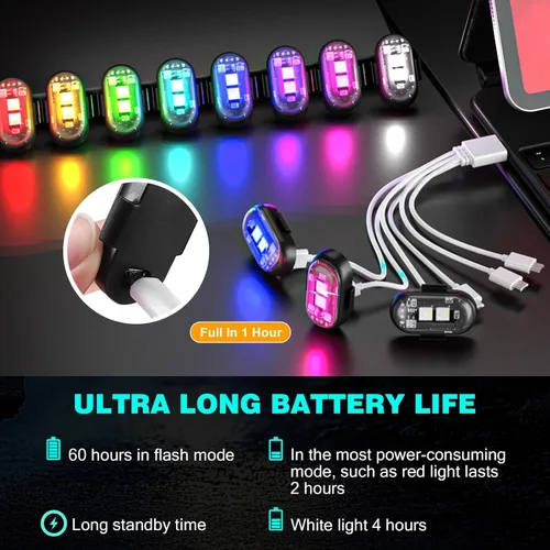 Miniatura 4 de 8PCS Luces Estroboscópicas LED Inalámbricas, Halloween 8 Colores Luces Estroboscópicas Inalámbricas con Control Remoto, IP65 Impermeable Recargable