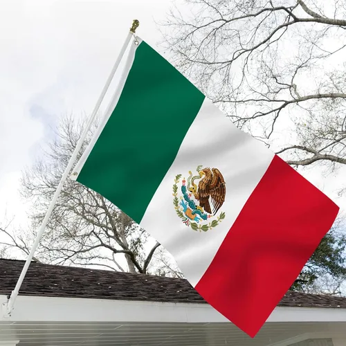 Miniatura 2 de Bandera mexicana bordada de doble cara para exteriores, 3 capas, poliéster 340D resistente y cabecera de lona duradera Mexico Flag
