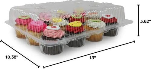 Miniatura 6 de Detroit Forming LBH9222 Contenedor transparente para magdalenas o magdalenas con bisagras 100 por caja Dozen/12 Compartment, Clear, Hinged Lid