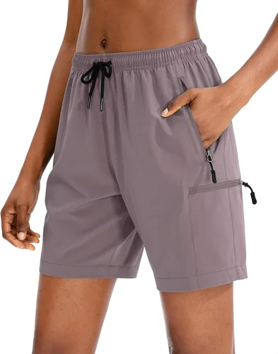 SANTINY - Pantalones cortos tipo cargo de senderismo para mujer, de secado rápido, ligeros, deportivos, de verano, para viajes, golf, con bolsillos