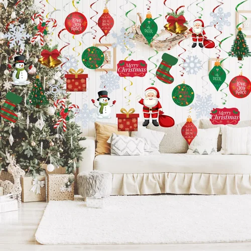 Miniatura 3 de GOER 36 unidades de decoraciones navideñas, remolinos colgantes para suministros de fiesta navideña