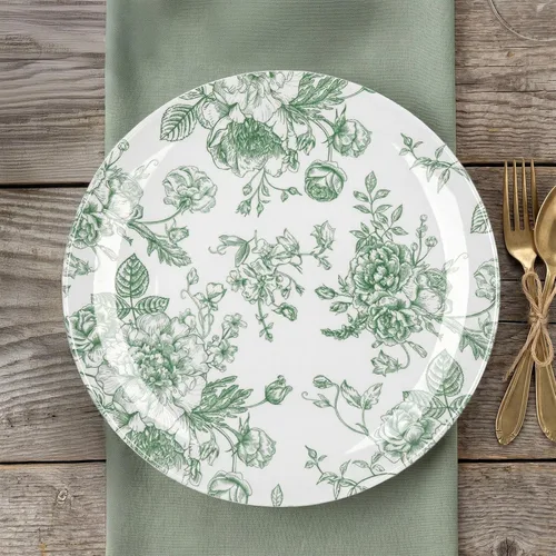Miniatura 11 de Efavormart - Paquete de 10 platos de postre de plástico francés – Azul y Blanco Floral, platos de ensalada desechables redondos de 7 pulgadas