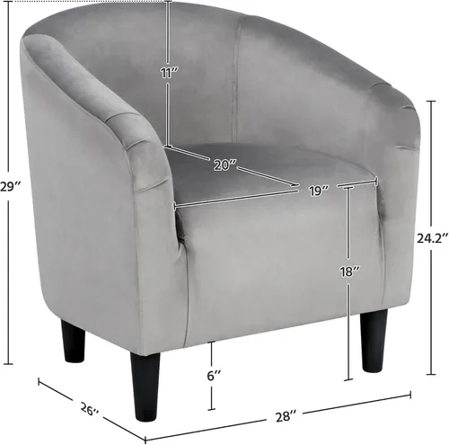 Miniatura 3 de Yaheetech Silla de Sala de Estar, Silla de Acento de Terciopelo, Silla Barril Tapizada, Silla de Asiento con Reposabrazos y Respaldo Bajo para Sala