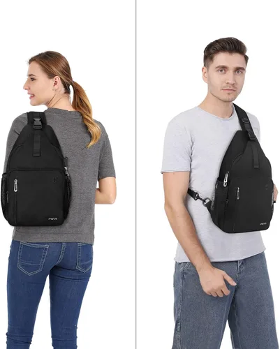 Miniatura 7 de MOSISO Mochila tipo bandolera, bolsa de hombro cruzada, bolsa de viaje para senderismo, bolsa de pecho con bolsillo frontal cuadrado y puerto