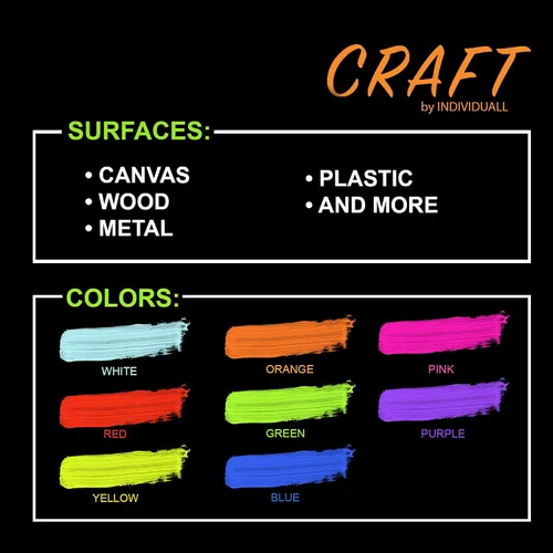 Miniatura 2 de individuall CRAFT Craft - Pintura acrílica que brilla en la oscuridad, juego de 8 pinturas autoluminosas, pintura fosforescente, efecto brillante, 8