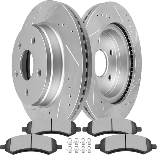 Miniatura 39 de SCITOO Brake Kits For Jeep For Cherokee 1999-2001,For TJ 1999-2006,For Jeep For Wrangler 2000-2006 Front Drilled & Slotted Disc Brakes Rotors and