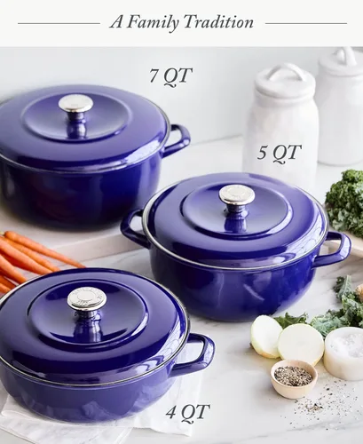 Miniatura 7 de Merten & Storck - Olla de horno holandés redondo de 7 cuartos de galón con tapa, olla holandesa de hierro esmaltado fabricada en Europa, apta
