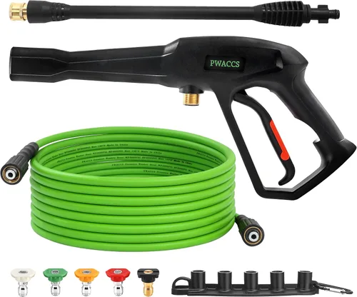 Miniatura 9 de PWACCS Kit de pistola y manguera de lavado a presión, manguera de lavado eléctrico de 25 pies con varilla de lanza de repuesto, 5 puntas