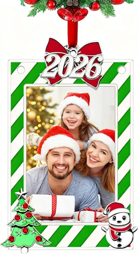 Miniatura 10 de FKOG 2025 Adornos de Árbol de Navidad con Marco de Fotos, Adornos Colgantes de Árbol de Navidad para Familia, Personas Mayores, Deportes, Escuela