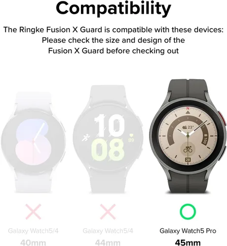 Miniatura 2 de Ringke Fusion-X Guard [Correa de reloj + funda] Compatible con Samsung Galaxy Watch 5 Pro Correa con funda (2022) a prueba de golpes con correa Negro