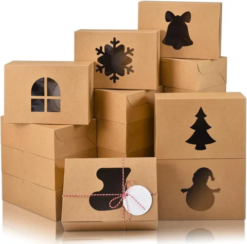 Miniatura 12 de COTOPHER 18 piezas de cajas para galletas de Navidad con ventana, 4 x 4 x 2.5 pulgadas, cajas de panadería blancas para regalos, mini cajas