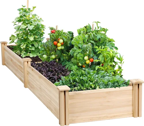 Miniatura 10 de Yaheetech Cama de jardín elevada de madera para horticultura de 8 x 2 pies, caja de plantación elevada divisible para flores/vegetales en patio