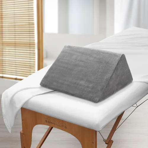 Miniatura 4 de Saloniture Cojín de mesa de masaje triangular con cuña para debajo de la rodilla, extra grande, 19 x 12 x 20 x 15.5 pulgadas, terciopelo gris