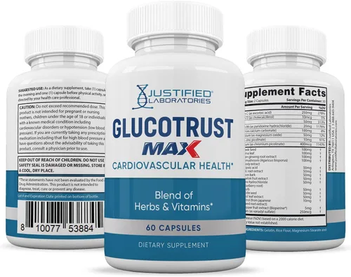 Miniatura 6 de Justified Laboratories Glucotrust Max 1295MG Formula Suplemento Píldoras 120 Cápsulas (paquete de 2)