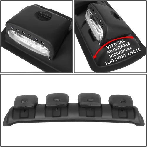 Miniatura 4 de DNA MOTORING FL-ZTL-360-CH Luz antiniebla universal montada en el techo con arnés de cableado e interruptor interior, ángulo de haz ajustable