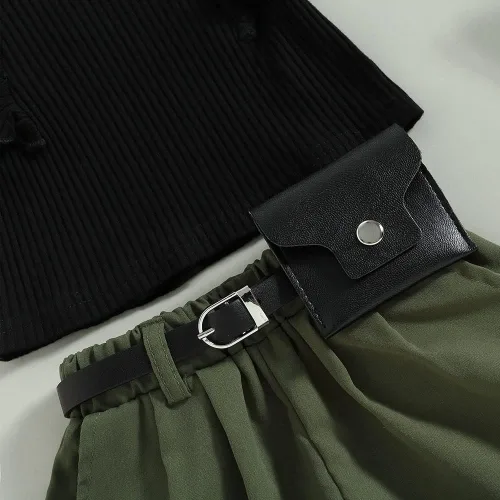 Miniatura 172 de TheFound Trajes de verano para niñas pequeñas, sin mangas, de punto acanalado, halter, pantalones cortos, ropa para recién nacidos, conjunto de 3