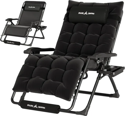 UDPATIO Silla de Gravedad Cero de Gran Tamaño de 29 Pulgadas XL Silla Reclinable para Patio con Cojín, Reclinable Plegable para Exteriores con