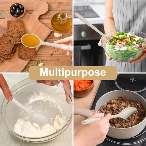 Miniatura 6 de E-far Juego de 2 cucharas de cocina de silicona, resistentes al calor, cucharas de cocina antiadherentes para hornear, agitar, servir, no tóxicas