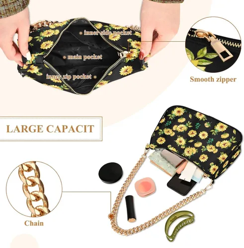 Miniatura 3 de Bolso de hombro con cadena pequeña para mujer, bolso de mano con cremallera