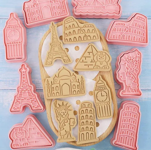 Miniatura 8 de 8 Piezas Moldes de Galletas de la Estatua de la Libertad para Hornear Moldes de Galletas, Prensa Torre Eiffel, Juego de Moldes de Galletas