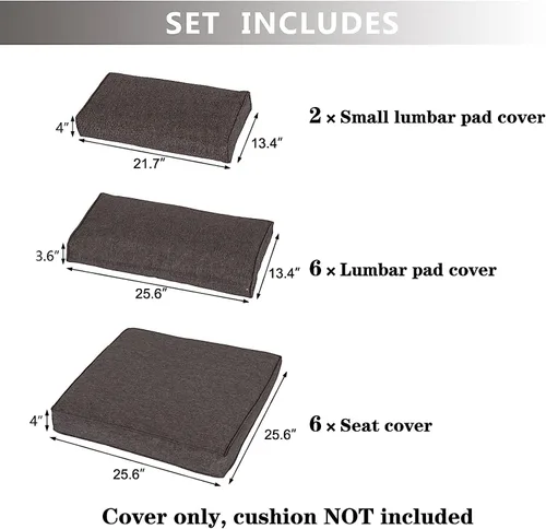 Miniatura 2 de kinbor Fundas de cojín de repuesto para patio, 14 piezas, fundas de cojín para sofá de patio al aire libre con cremallera para sofá seccional, solo