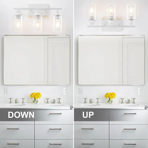 Miniatura 7 de Luminaria de 3 Luces Blancas para Baño, Luz de Tocador Sobre Espejo, Apliques de Iluminación de Pared Modernos, Lámpara de Pared Industrial Rústica