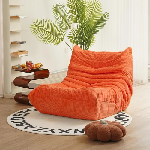 Miniatura 10 de N&V Sofá de suelo sin brazos de mediados de siglo, silla de pana suave de alta calidad, silla decorativa de espuma para sala de estar, dormitorio