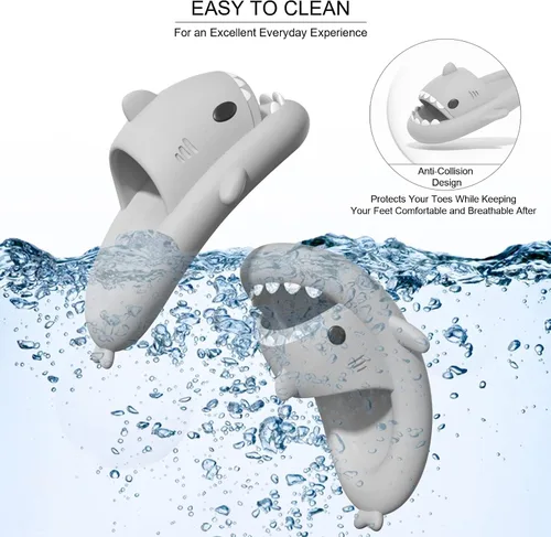 Miniatura 6 de EECH Lindas pantuflas para niños grandes, sandalias de tiburón de nube, suela gruesa mejorada, antideslizantes, para interiores y exteriores, verano