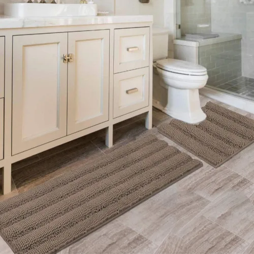 Miniatura 45 de H.VERSAILTEX - Alfombras de baño, juego de 2 piezas, alfombra de contorno para baño, juego de alfombras para inodoro, alfombra antideslizante