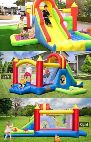 Miniatura 4 de HuaKastro Casa de rebote grande para niños grandes – Parque inflable con tobogán alto, pared de escalada, piscina de agua, pozo de bolas rebotantes