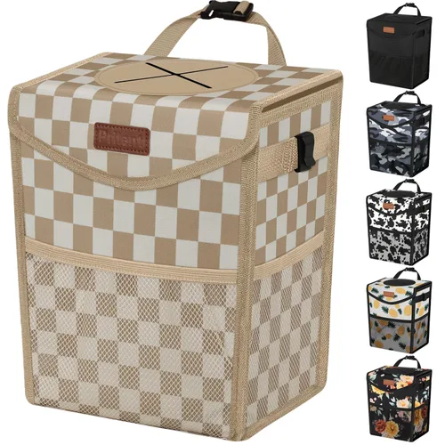 Miniatura 15 de Pritent Papelera para Coche con Tapa, Linda Bolsa de Basura para Coche a Prueba de Fugas, Bolsa de Basura Colgante para Vehículo, Bote de Basura