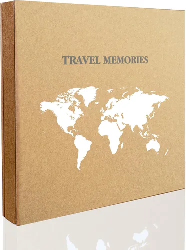 Holoary Álbum de fotos de 4 x 6 500 fotos, 5 imágenes por página, 500 bolsillos de 4 x 6 pulgadas, cubierta de papel kraft diseño de viaje mapa del