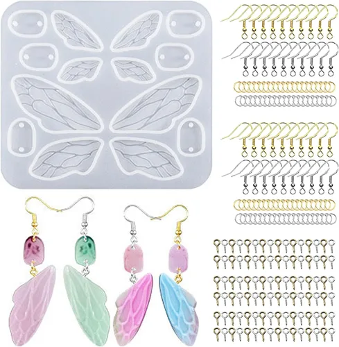 Attuslla Moldes de resina de silicona para aretes con anillos para hacer joyas, colgantes, aretes Estilo 9