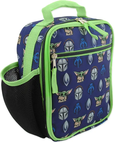 Miniatura 6 de Star Wars Mandalorian Baby Yoda - Lonchera escolar con aislamiento suave para niños y niñas (tamaño único, azul/verde)