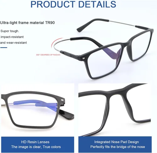 Miniatura 4 de YIMI Lentes fotocromáticos con bloqueo de luz azul, protección UV, antifatiga ocular, para computadora, juegos, bloqueo de pantalla de luz azul