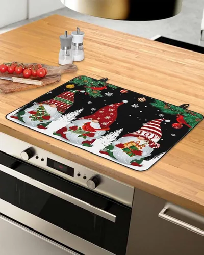 Miniatura 17 de Cubierta de estufa para estufa eléctrica, diseño de Navidad, invierno, fondo rojo nieve, cubierta superior de estufa para parte superior de vidrio