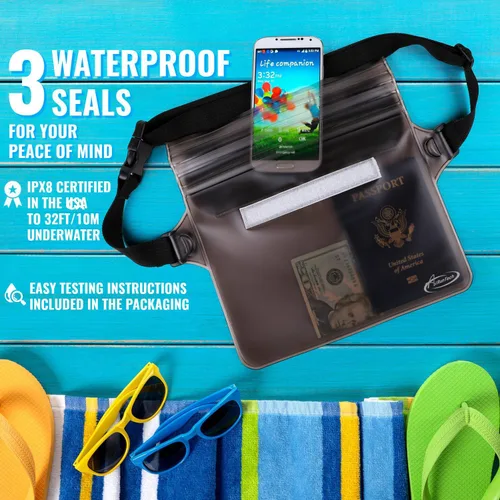 Miniatura 5 de AiRunTech Bolsa impermeable con correa de cintura (paquete de 2) Accesorios de playa La mejor manera de mantener tu teléfono y objetos de valor