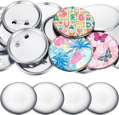 300 piezas de suministros para fabricación de botones en blanco, partes de insignias redondas, kit de insignias de pin metálico para máquina