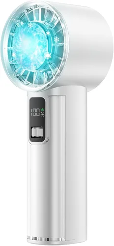 Miniatura 11 de PANERGY Ventilador de mano con enfriador de hielo, mini ventilador portátil recargable, refrigeración de 18 horas, velocidad ajustable de 0 a 100