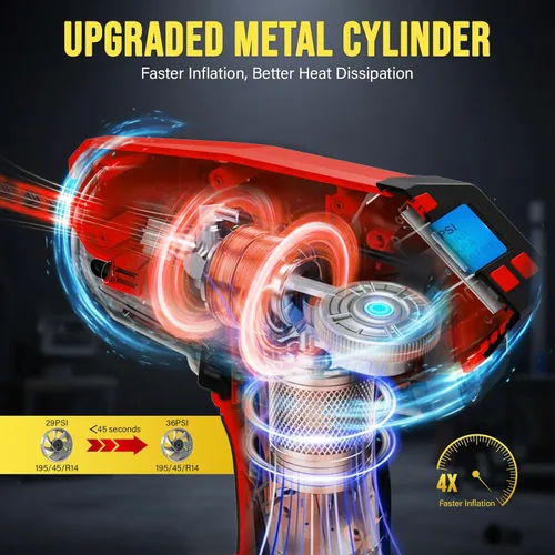 Miniatura 3 de Compresor de aire portátil para inflado de neumáticos, inflado 4 veces más rápido, bomba de neumáticos inalámbrica de 160 PSI con doble potencia