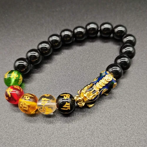 Miniatura 4 de Pulsera de cuentas de Feng Shui de 0.394 in de piedra natural, mantra, color cambiado, pulsera PixiuPi Yao, atrae riqueza y buena suerte