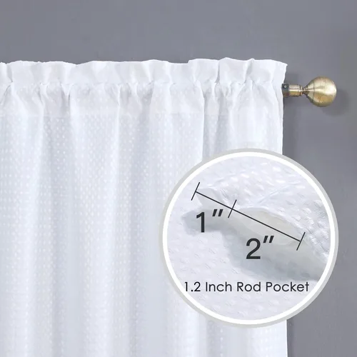 Miniatura 3 de Home Queen Cortina blanca para ventana de baño, resistente al agua, con textura de gofre, de medio nivel, para cocina, cafetería, 28 pulgadas