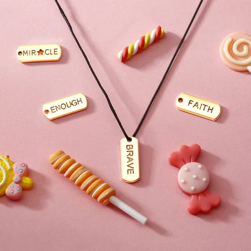 Miniatura 7 de Hicarer Dijes de palabras grabadas motivacionales, accesorios para hacer joyas, collares, pulseras, llaveros (dorado, 80 unidades)