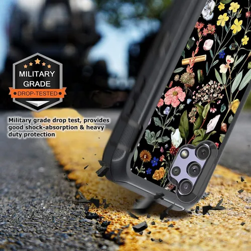 Miniatura 6 de Funda compatible con Aesthetics Samsung Galaxy A32 5G con protector de lente de cámara para niñas y mujeres, bonito diseño floral, a prueba de Verde