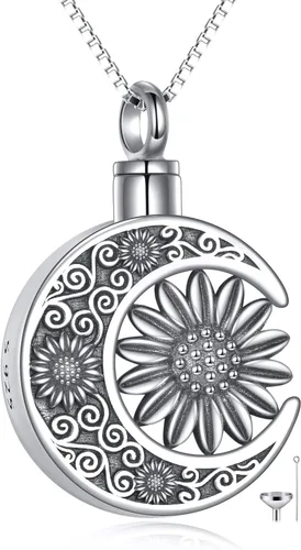 Miniatura 8 de YAFEINI Collares de urna para cenizas de plata de ley 925, joyería de cremación para cenizas, joyería de memoria para mujeres y hombres Piedra lunar