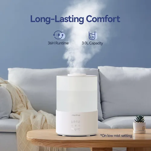 Miniatura 2 de raydrop Humidificadores para dormitorio, humidificadores de niebla fría de 3.0L para habitación grande y hogar, humidificador de aire de llenado