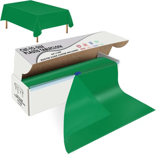 Miniatura 15 de tujol Rollo de mantel de mesa de plástico desechable beige de 54" X 100', cubierta de mesa de plástico con caja cortadora, mantel desechable cortado