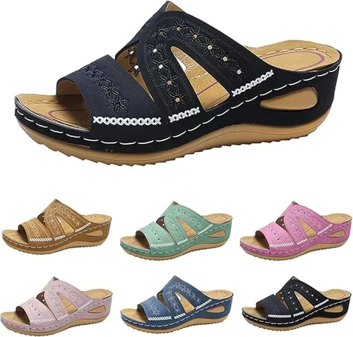 Miniatura 3 de Sandalias ortopédicas para mujer con soporte de arco para el verano, sandalias elegantes de verano con pies planos, cómodas pantuflas ortopédicas