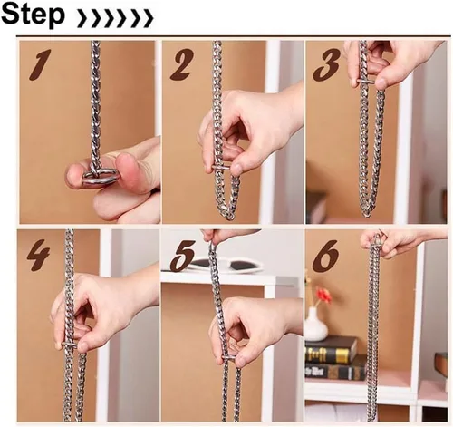 Miniatura 7 de SGODA Collar de cadena para perro, estrangulador, collar de serpiente para entrenamiento de mascotas, con eslabones pesados, longitud de 22 Oro