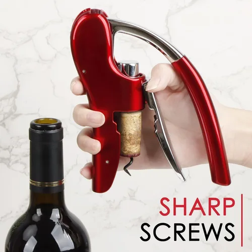 Miniatura 7 de KAYCROWN Abrebotellas de vino, sacacorchos de palanca vertical con diseño de cortador de lámina integrado, sacacorchos de mano manual con bomba